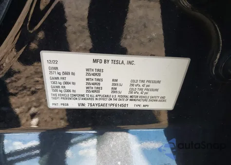 2023 Tesla Model Y Awd/Long Range Dual Motor All-Wheel Drive from USA, damaged, VIN 7SAYGAEE1PF614501